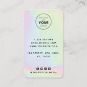 Holographic Pastel Rainbow Unicorn Afro Hair Girl Visitenkarte (Rückseite)