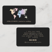 Holographic Pastel World Map Global Travel Agent Visitenkarte (Vorne/Hinten)
