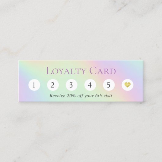 Holographic Pastell 6 Punch Kundenloyalty Treuekarte (Vorderseite)