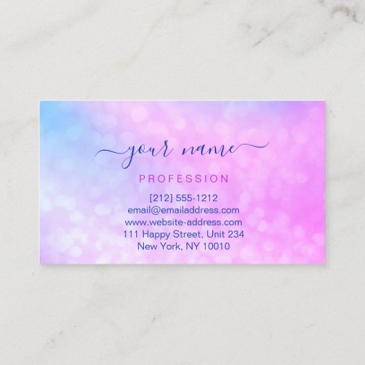 Holographic Pink Blue Beruflich Abstrakte Make-u Visitenkarte (Rückseite)