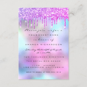 Holographic Pink Blue Brautparty Sweet 16. Einladung