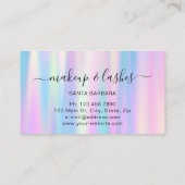 Holographic Pink Blue Logo QR Lash Makeuails Visitenkarte (Rückseite)