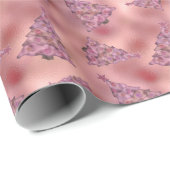 Holographic Pink Christmas Holiday Tree Glam Foil Geschenkpapier (Rolleneckpunkt)