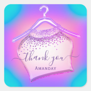 Holographic Pink Fashion Blogger Closet Shop Glam Quadratischer Aufkleber