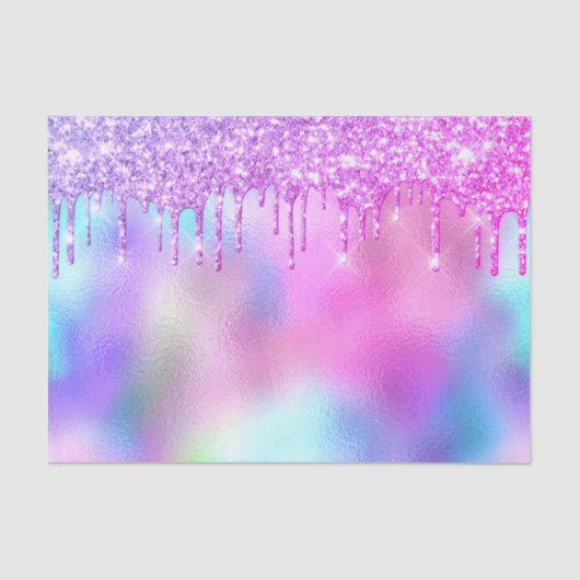 Holographic Pink Glitzer Tropfens Bridal Sweet16. Seidenpapier (Vorderseite)