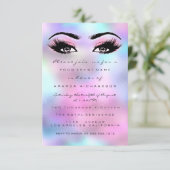 Holographic Pink Makeup Brautparty Sweet 16. Einladung (Stehend Vorderseite)