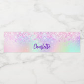 Holographic pink purple name wasserflaschenetikett (Einzelnes Label)