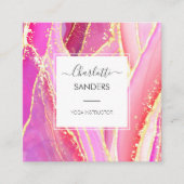 Holographic Pink Watercolor Gold Spritzer Quadratische Visitenkarte (Vorderseite)