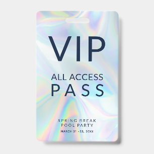 Holographic Pool Party VIP All Access Pass Event Ausweis