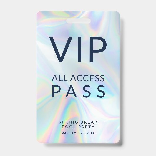Holographic Pool Party VIP All Access Pass Event Ausweis (Vorderseite)