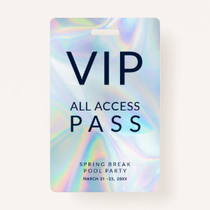 Holographic Pool Party VIP All Access Pass Event Ausweis