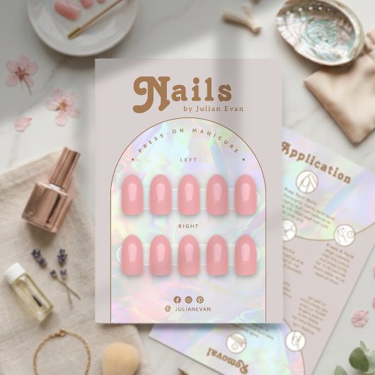 Holographic Press On Nail Packaging Display Card Dankeskarte