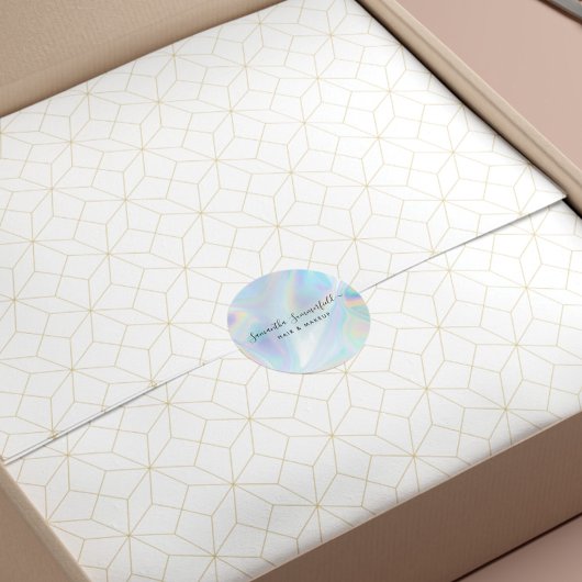 Holographic QR Code Beautician Salon Handmade Runder Aufkleber