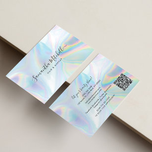 Holographic QR Code Beautician Salon Handmade Visitenkarte