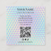 Holographic QR code Beige and Gold Lash Technician Quadratische Visitenkarte (Rückseite)