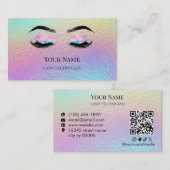 Holographic QR code Lash Technician Visitenkarte (Vorne/Hinten)