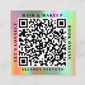 Holographic Rainbow Bold QR Code Hair & Makeup Quadratische Visitenkarte (Vorderseite)