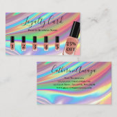 Holographic Rainbow Nail Salon Loyalty Visitenkarte (Vorne/Hinten)
