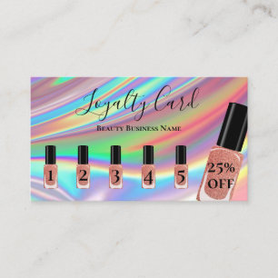 Holographic Rainbow Nail Salon Loyalty Visitenkarte