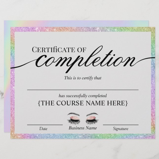 Holographic Salon Certificate of Completion Award (Vorne/Hinten)