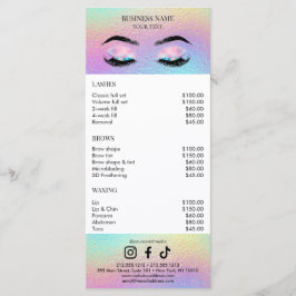 Holographic Salon Price List Menükarte