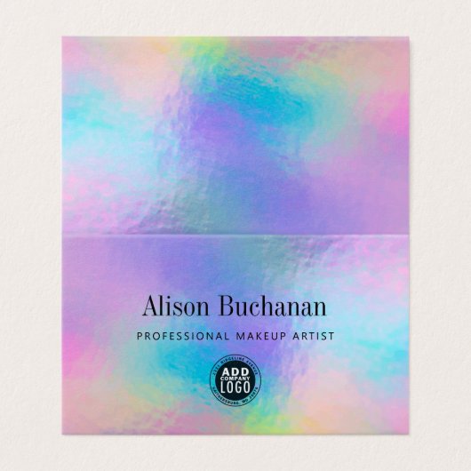 Holographic Script Manager Rainbow Iridescent Visitenkarten (Außenseite Aufgefaltet)