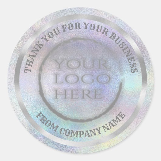 Holographic silber Dank benutzerdefiniertes Logo Runder Aufkleber (Vorderseite)