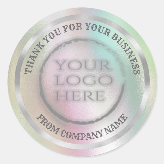 Holographic silber Dank Custom Logo Classic Runder Aufkleber (Vorderseite)