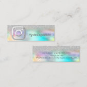Holographic Silver Bokeh Instagram Mini Visitenkarte (Vorne/Hinten)