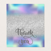 Holographic Silver Bokeh Vielen Dank Visitenkarten (Außenseite Aufgefaltet)