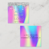 Holographic Silver Glitzer Tropfen Ihr Logo hinzuf Quadratische Visitenkarte (Vorne/Hinten)