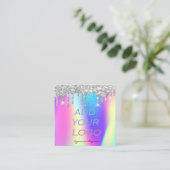 Holographic Silver Glitzer Tropfen Ihr Logo hinzuf Quadratische Visitenkarte (Stehend Vorderseite)