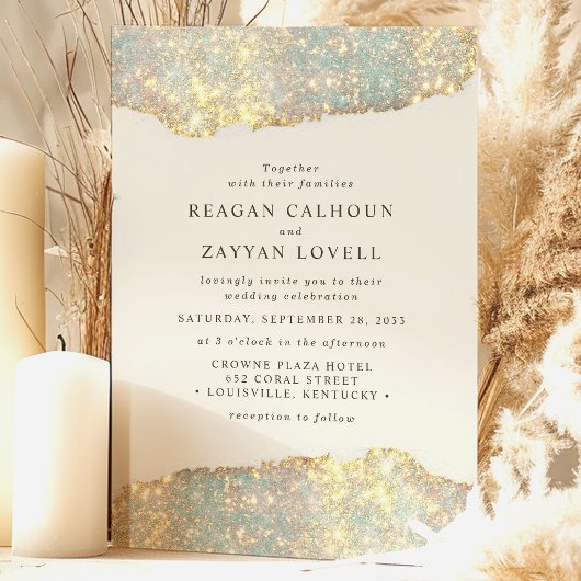 Holographic Sparkle Modern Glam Glitzer Wedding Einladung