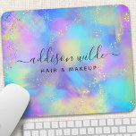 Holographic Sparkle Opal Iridescent Mousepad<br><div class="desc">Entfesseln Sie Ihren inneren Künstler mit diesem schicken und stilvollen Mousepad! Eine lebendige Mischung aus pastellfarbener Blues, Pinks, Lila und Gelb schafft einen traumhaften, wasserfarbenen Hintergrund. Schimmernde Glitzer-Akzente fügen eine Touch Glanz hinzu, perfekt für den kreativen beruflichen. Personalisieren Sie es mit Ihrem Namen und Titel in einem modernen serifenlosen Schriftart...</div>