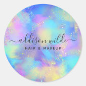 Holographic Sparkle Opal Iridescent Runder Aufkleber (Vorderseite)