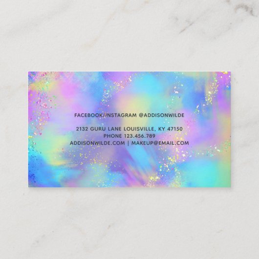 Holographic Sparkle Opal Iridescent Terminkarte (Rückseite)