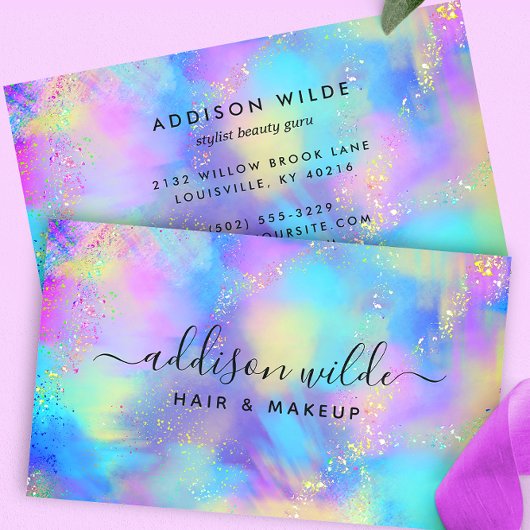 Holographic Sparkle Opal Iridescent Visitenkarte