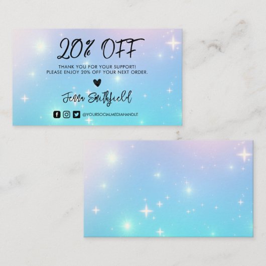 Holographic Stars Trendy Danke Business Card Visitenkarte (Vorne/Hinten)