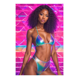 Holographic Swimsuit Model 1990s Style Fotodruck