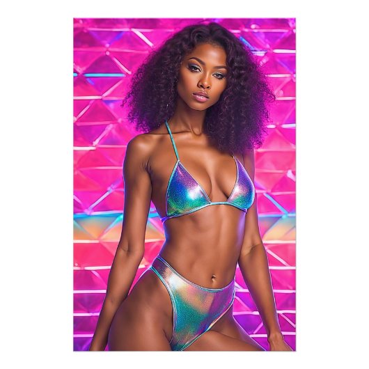 Holographic Swimsuit Model 1990s Style Fotodruck (Vorne)