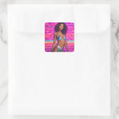 Holographic Swimsuit Model 1990s Style Quadratischer Aufkleber (Tasche)