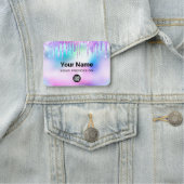 Holographic Trendy Cute Glitter Drips Employee Namensschild (Beispiel)