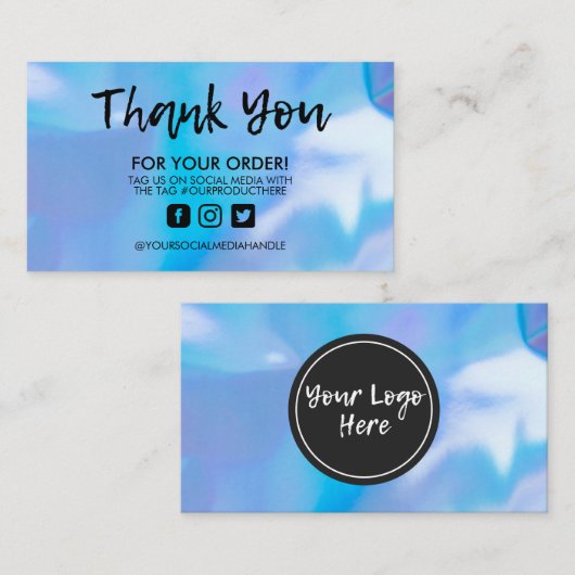 Holographic Trendy Salon Danke Business Card Visitenkarte (Vorne/Hinten)