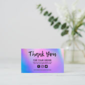 Holographic Trendy Salon Danke Business Card Visitenkarte (Stehend Vorderseite)
