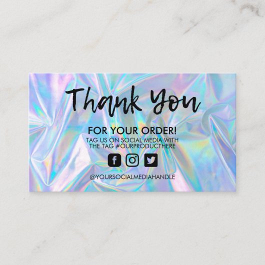 Holographic Trendy Salon Danke Business Card Visitenkarte (Vorderseite)