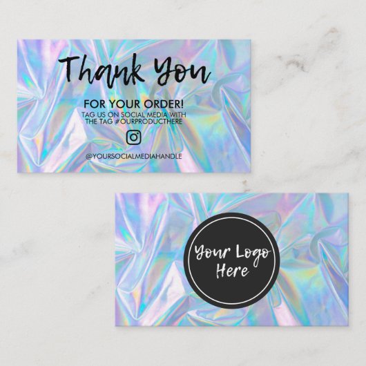 Holographic Trendy Salon Danke Business Card Visitenkarte (Vorne/Hinten)
