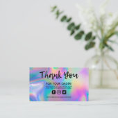 Holographic Trendy Salon Vielen Dank Visitenkarte (Stehend Vorderseite)