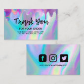 Holographic Tropfen Salon Danke Business Card Visitenkarte (Vorne/Hinten)