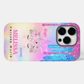 Holographic Unicorn Blume Glitzer Case-Mate iPh iPhone Hülle (Rückseite (Horizontal))