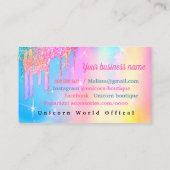 Holographic Unicorn Blume Glitzer Visitenkarte (Rückseite)